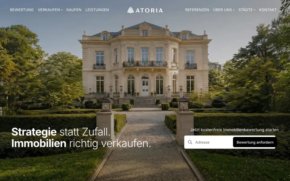 Atoria Immobilien homepage